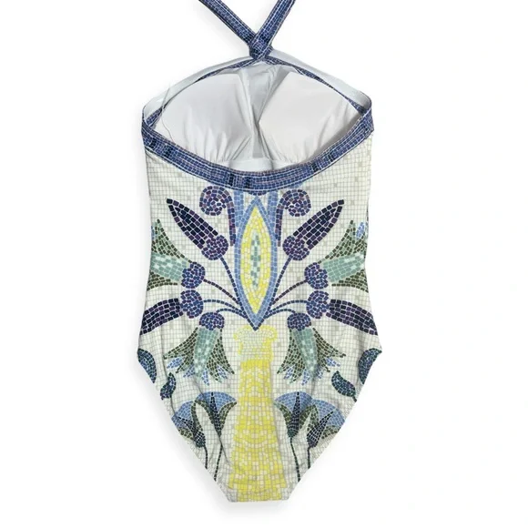 Tory Burch size Small multicolor 
Mosaic Halter Once-Piece Swimsuit Pompeii - Picture 2 of 7